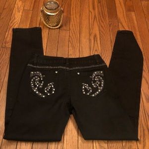 I&m black jeans w/rhinestone design